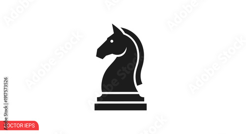 Black chess knight piece closeup profile.