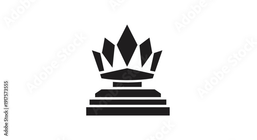 Black crown icon on pedestal base.