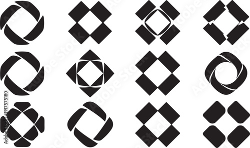 Geometric shapes and patterns in black and white design