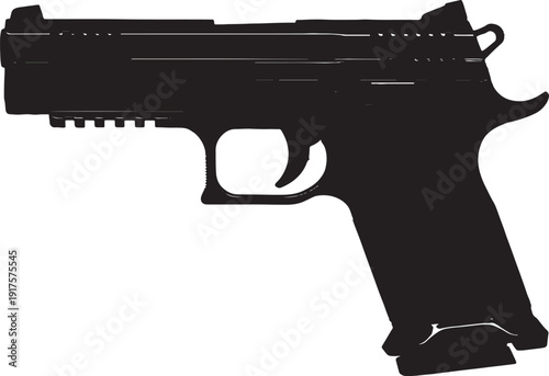 Handgun pistol silhouette set with modern firearm weapon designs side view isolated on white background vector