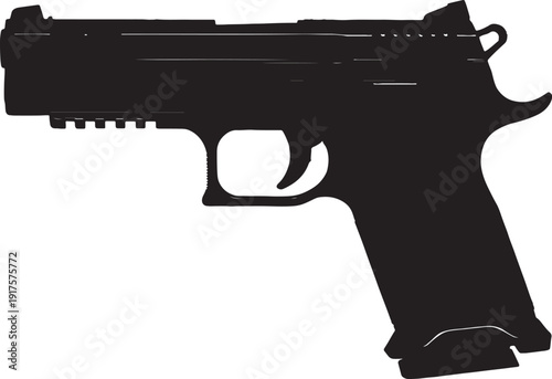 Handgun pistol silhouette set with modern firearm weapon designs side view isolated on white background vector