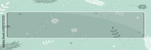 cute background of cartoon leaf decoration with blank frame