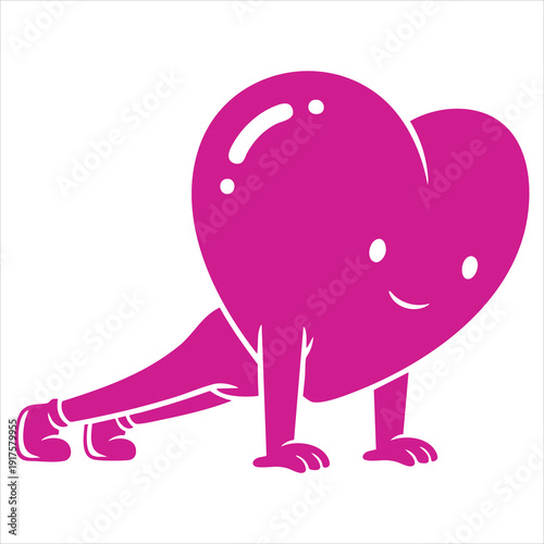 Silhouette of an athlete running on a treadmill with a heartbeat line and heart.