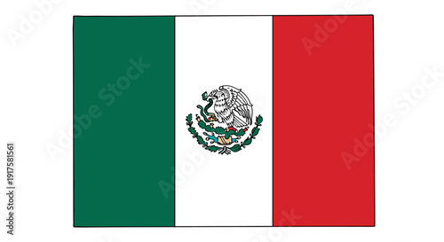 Mexican flag with national symbol in a classic design