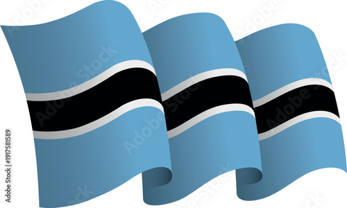 Flag of Botswana. Ribbon style flag that conveys a sense of movement and waving effect