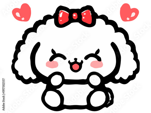 お座りする可愛いトイプードルの落書きイラスト素材5