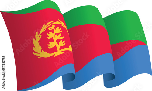 Flag of Eritrea. Ribbon style flag that conveys a sense of movement and waving effect