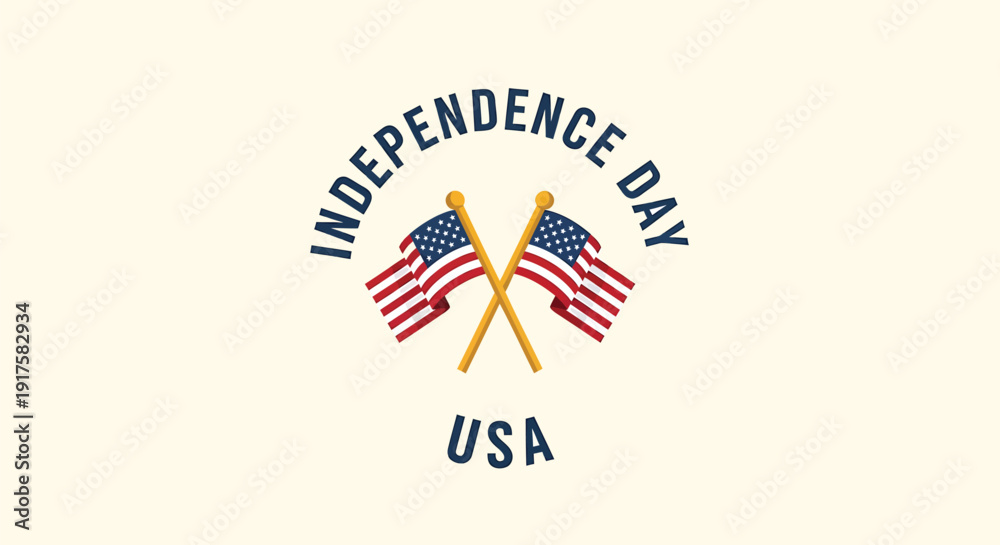 Obraz premium Patriotic Independence Day icon with USA flags, vector illustration for American holiday celebrations.