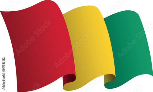Flag of Guinea. Ribbon style flag that conveys a sense of movement and waving effect