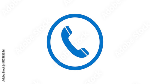 Modern stylized icon of a telephone receiver inside a circular frame