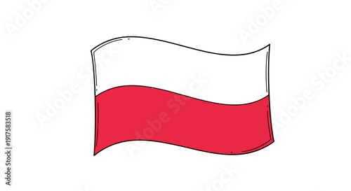 Simple hand drawn polish flag on white background