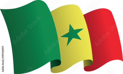 Flag of Senegal. Ribbon style flag that conveys a sense of movement and waving effect