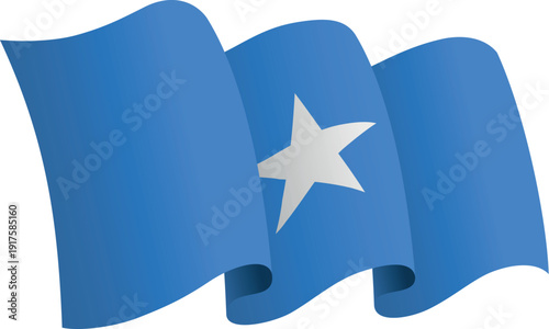 Flag of Somalia. Ribbon style flag that conveys a sense of movement and waving effect