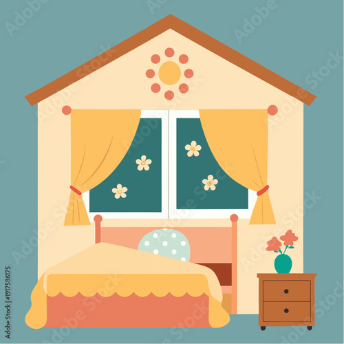 Cozy bedroom with a bed window and nightstand