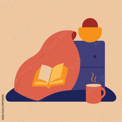 Cozy reading nook with a cup of coffee