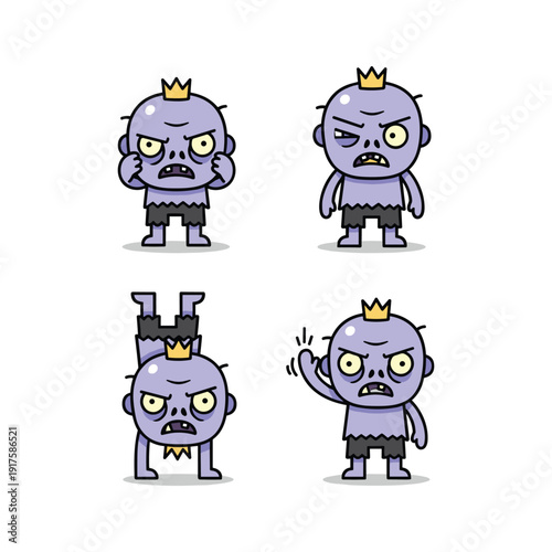 Cartoon King Character Showing Various Emotions and Actions