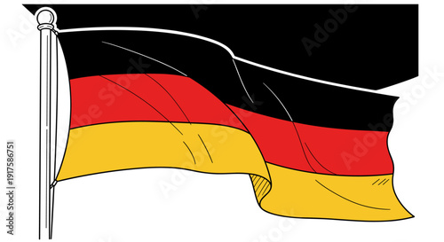 German flag illustration with waving effect in bold colors