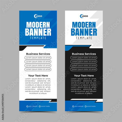 Modern banner template vertical blue color