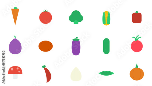Cute Vegetable Characters Set Flat Cartoon Collection