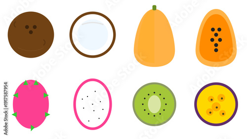 Cute Tropical Fruit Cross Section Collection