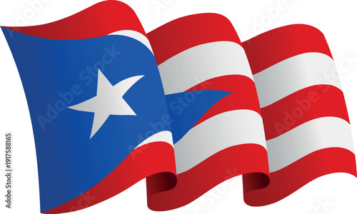 Flag of Puerto Rico. Ribbon style flag that conveys a sense of movement and waving effect