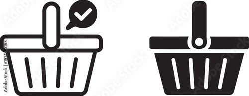 Shopping basket icon outline and solid, add to cart, buy items, e commerce symbol
