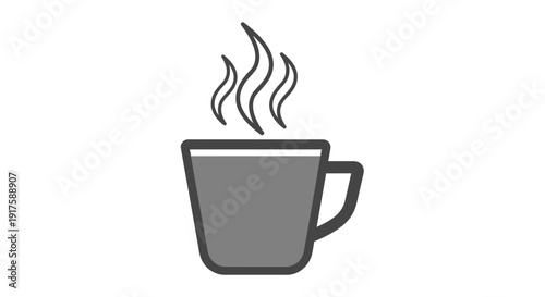 Steaming cup graphic simple illustration of hot beverage and vapor