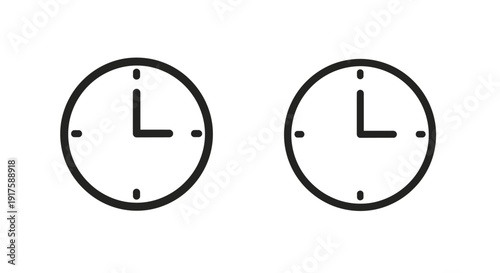 Minimalist clock icons indicating time concepts and concepts