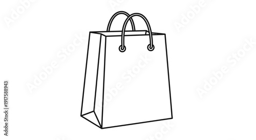 Outline of a paper shopping bag with handles perfect for retail concepts