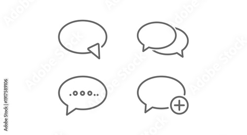 Set of chat bubble icons on white background for communication design