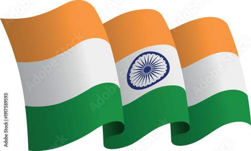 Flag of India. Ribbon style flag that conveys a sense of movement and waving effect