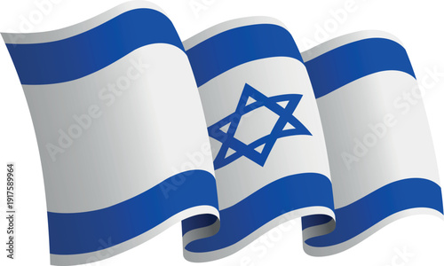 Flag of Israel. Ribbon style flag that conveys a sense of movement and waving effect