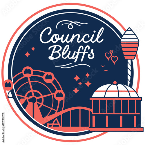 Council Bluffs Entertainment and Fair Landmark Illustration Badge