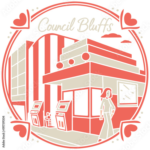 Council Bluffs Iowa Casino and Entertainment Retro Style Badge