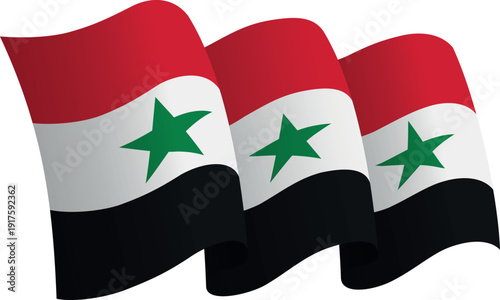 Flag of Syria. Ribbon style flag that conveys a sense of movement and waving effect