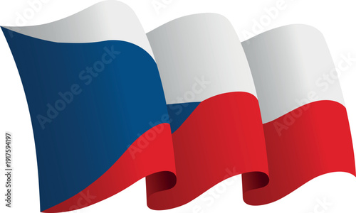 Flag of Czech Republic. Ribbon style flag that conveys a sense of movement and waving effect