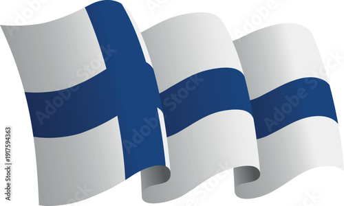 Flag of Finland. Ribbon style flag that conveys a sense of movement and waving effect