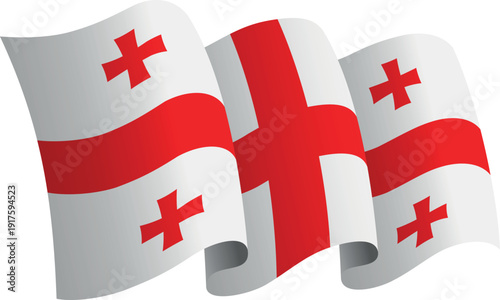Flag of Georgia. Ribbon style flag that conveys a sense of movement and waving effect