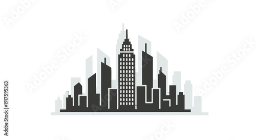 New York City Skyline Silhouette with Iconic Skyscrapers.