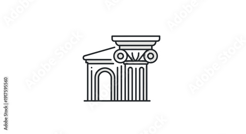Simple line drawing of a classical architectural structure.