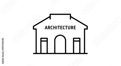 Simple black line drawing of a building with architecture label.