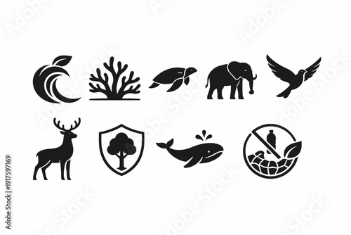 Eco friendly icons for conservation and sustainability