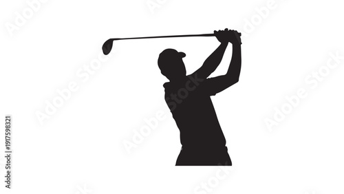 Dynamic silhouette of golfer swinging club