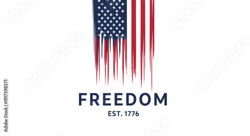 American freedom icon with patriotic flag design, isolated on transparent background