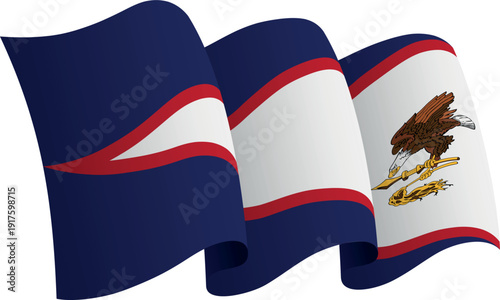Flag of American Samoa. Ribbon style flag that conveys a sense of movement and waving effect