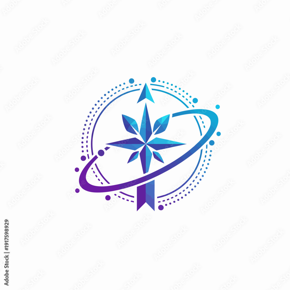 Fototapeta premium Abstract Floral Design with Orbital Elements and Celestial Motifs in Vector Format