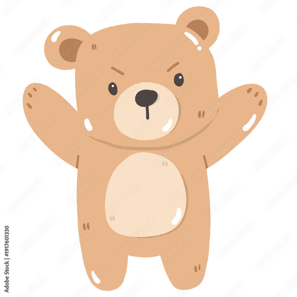 Fototapeta premium Cute Watercolor Teddy Bear Holding Pink and Blue Balloons Illustration: Adorable Baby Animal for Nursery Decor and Gender Reveal Party.