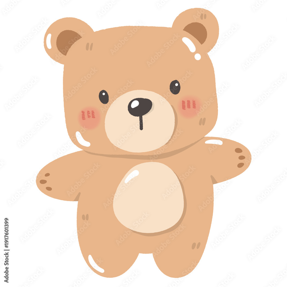 Fototapeta premium Cute Watercolor Teddy Bear Holding Pink and Blue Balloons Illustration: Adorable Baby Animal for Nursery Decor and Gender Reveal Party.