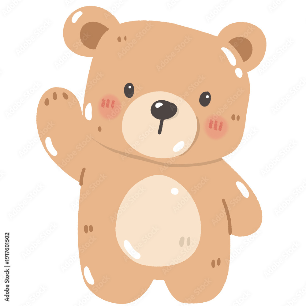 Fototapeta premium Cute Watercolor Teddy Bear Holding Pink and Blue Balloons Illustration: Adorable Baby Animal for Nursery Decor and Gender Reveal Party.
