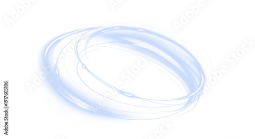 Blue Neon Ring Glow Effect – Abstract Light Speed Lines, Glowing Circular Frame